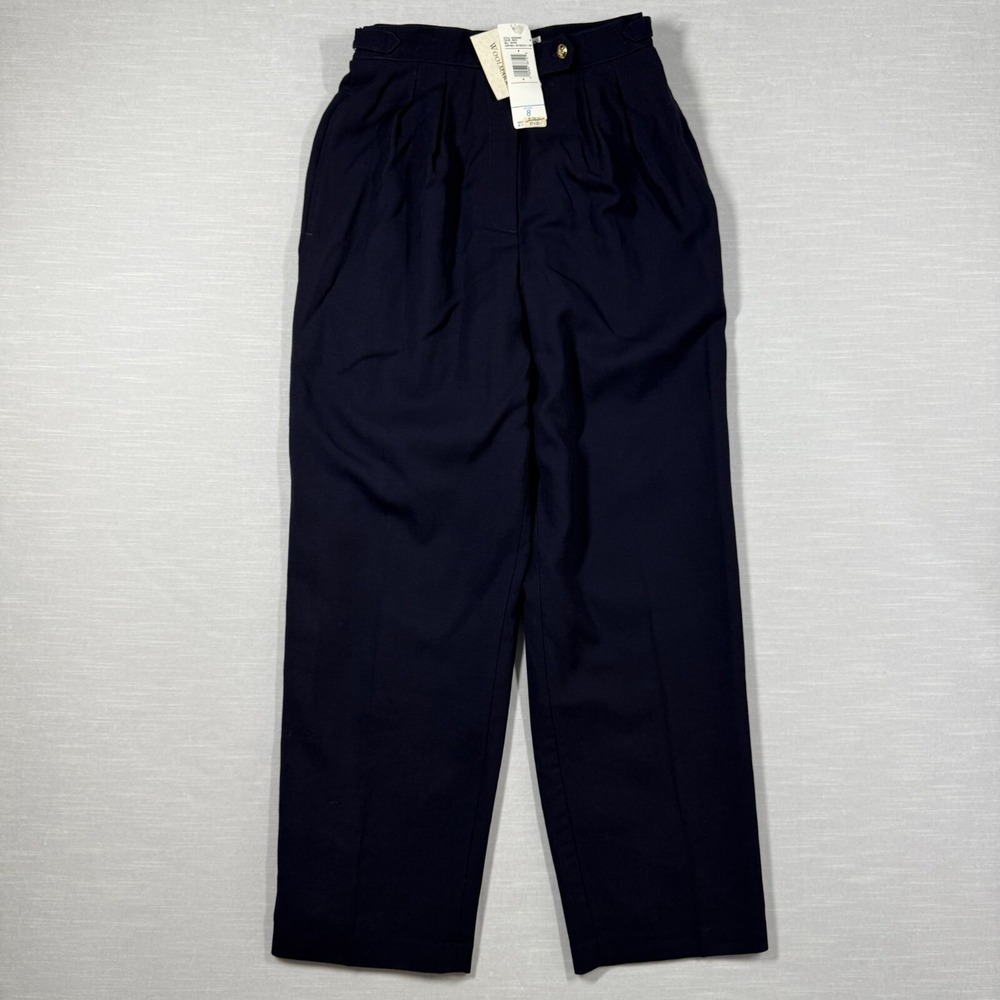 Vintage JH Collectibles Pants Womens 8P Navy Wool Pleated Old Money Deadstock